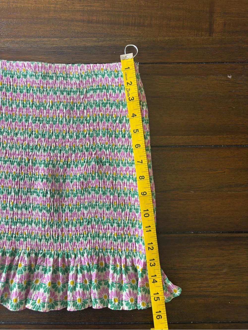 Zara Pink & Green Smocked Floral Mini Skirt
